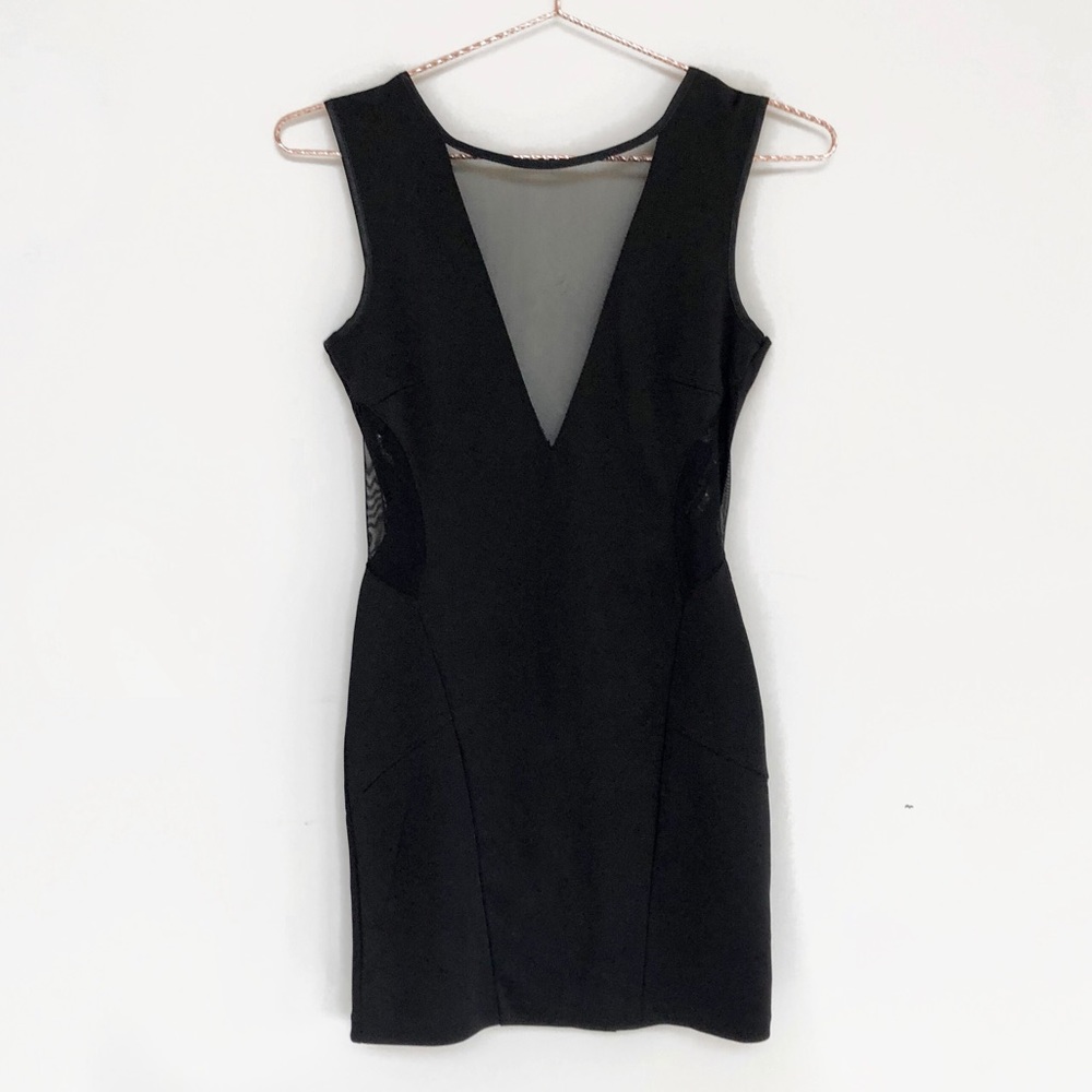 FCNY Black Mesh Inset Bodycon Dress
